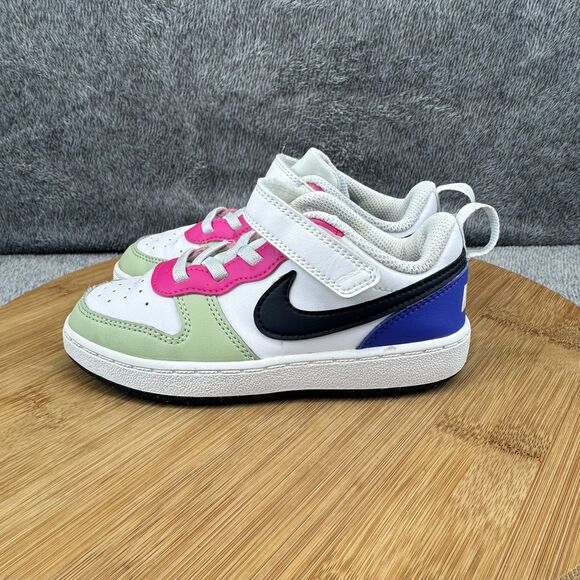 Nike Court Borough Low 2 Shoes Kids 10C White Black Sneakers DV5458-108 - Picture 2 of 9